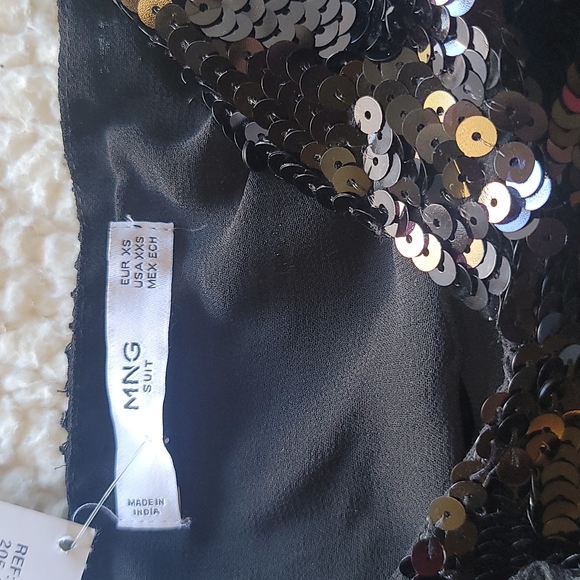 NWT Mango Sequined Nera Strap Top in Black - Picture 11 of 14